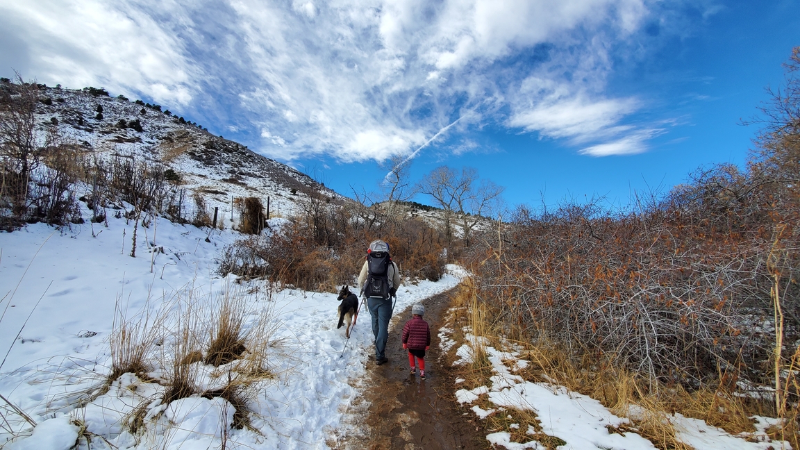 Father and Daughter Hiking White Ranch Park in Golden, Colorado