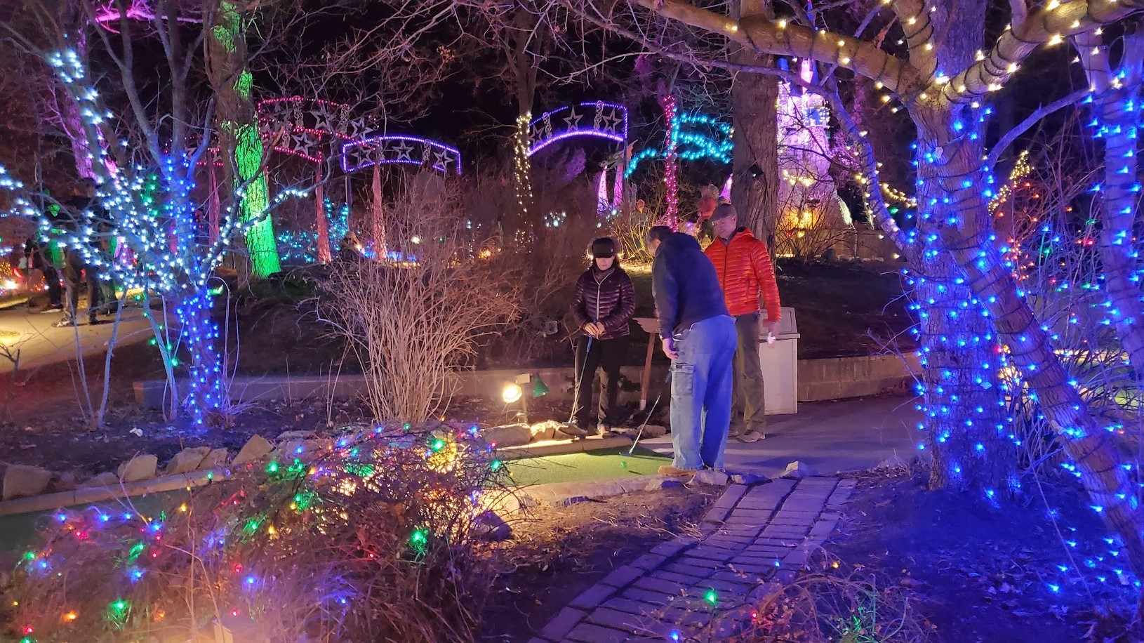 Family at Holiday Lights Mini Golf Westminster Colorado