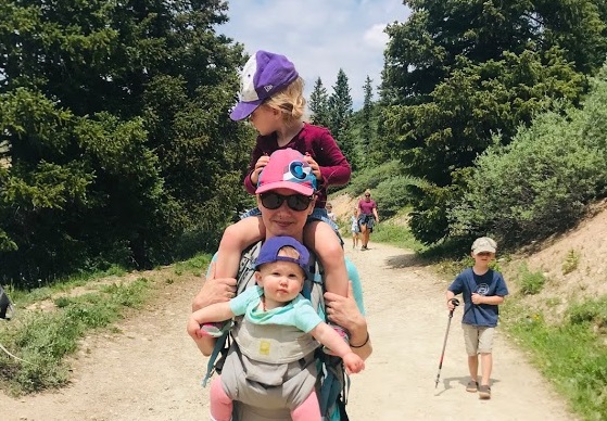 Mom Hiking with a Toddler and Baby in Colorado